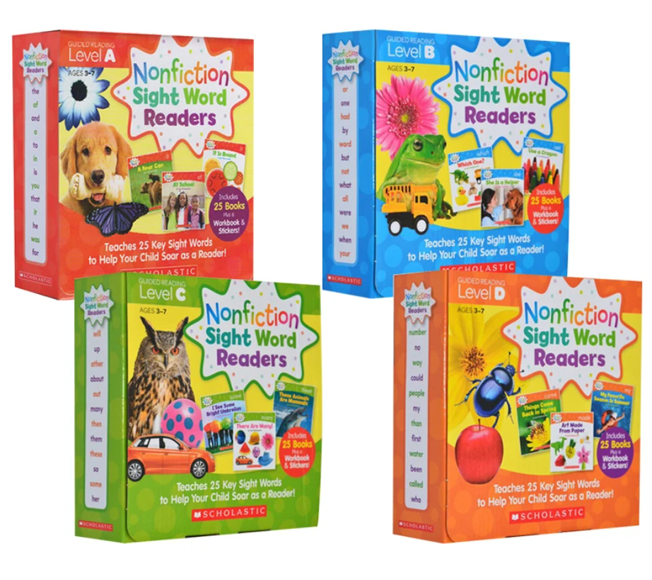 Nonfiction Sight Word Readers   4 Levels ABCD + CD Và Stickers (1)