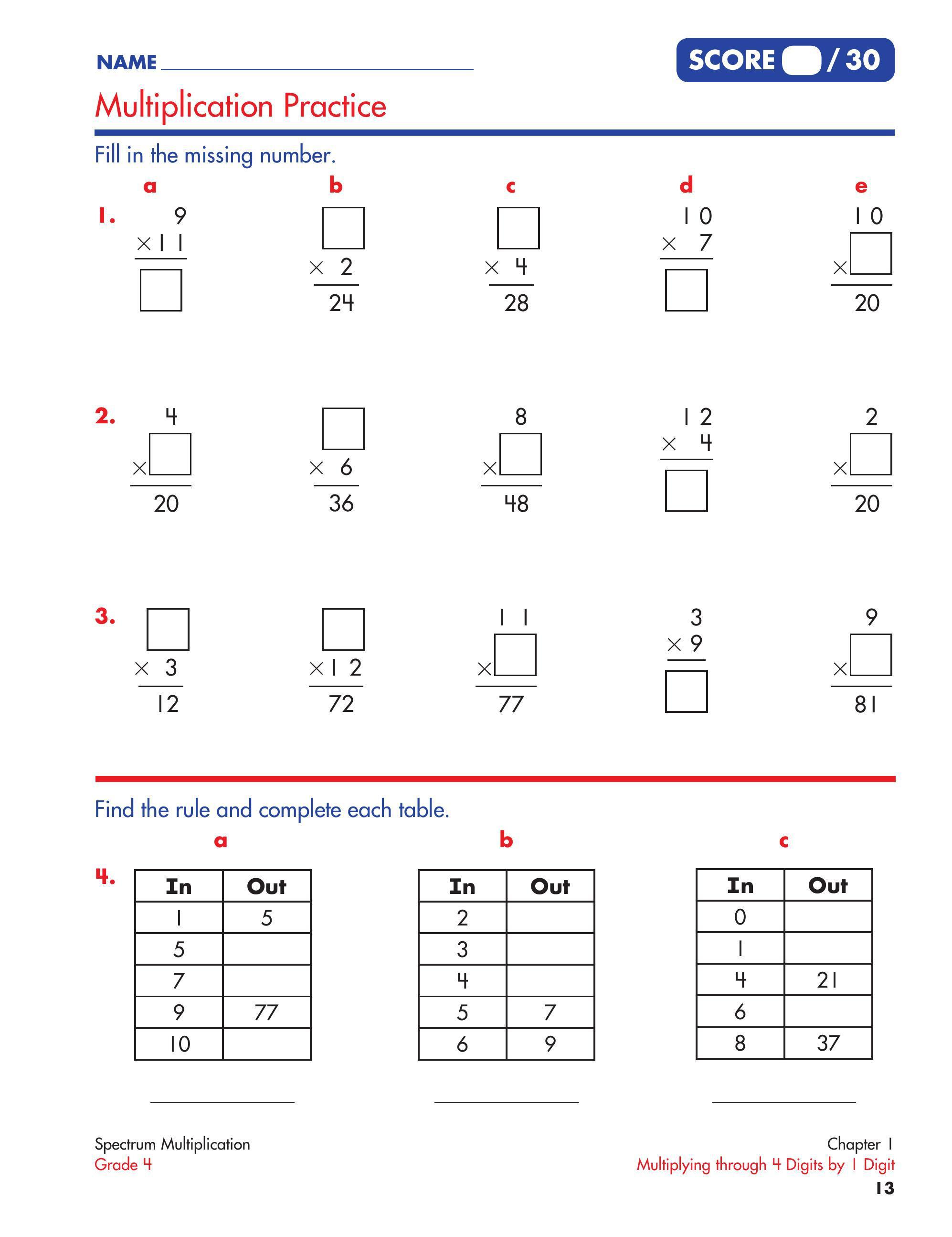 Multiplication, Grade 4 (13)