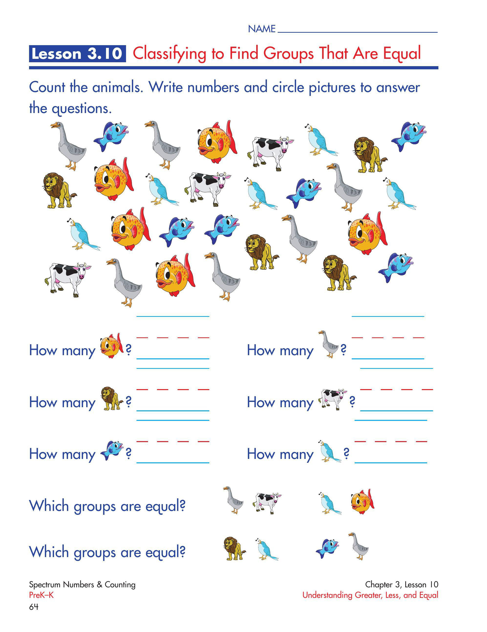 Numbers & Counting, Grades PK   K (64)