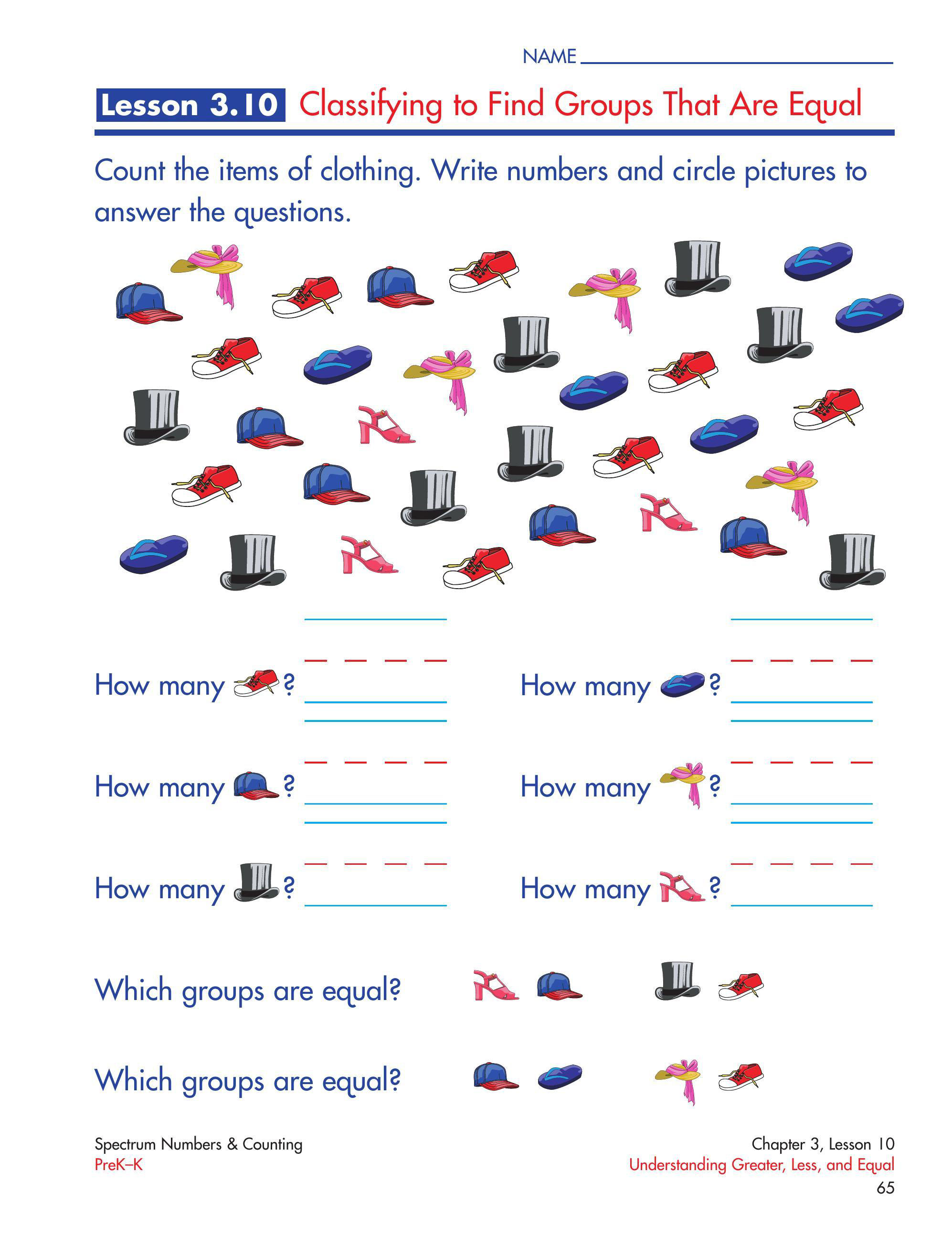 Numbers & Counting, Grades PK   K (65)